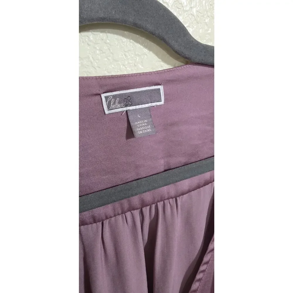 Chelsea 28 Wrap Tie Blouse Silky Blush Button Cuff Womens Size Large Long Sleeve - Picture 3 of 10